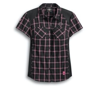 Harley Davidson Pink Label Plaid Button Up Shirt